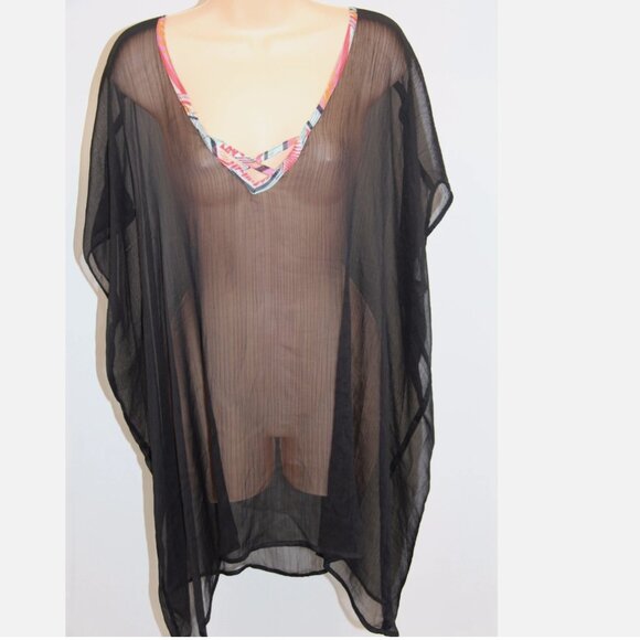 NWT Jessica Simpson Swimsuit Bikini Cover Up Tunic Dress sz S Black - Picture 1 of 4